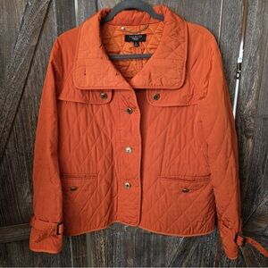 Talbots Women's Bold Orange Quilted Puffer Jacket Size M